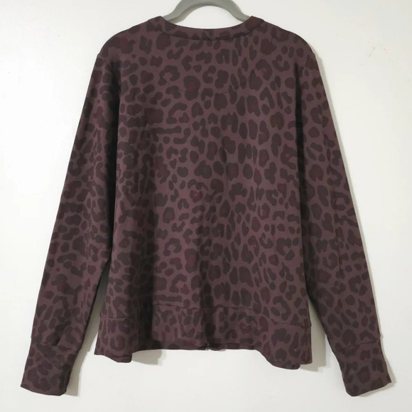 EVY'S TREE Leopars Knit Pieced Jacket, Lace Front Panel, Chocolate Brown, XL - Picture 11 of 16